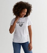 New Look White Leopard Print Heart Mama Logo T-Shirt